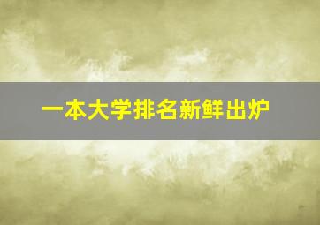 一本大学排名新鲜出炉