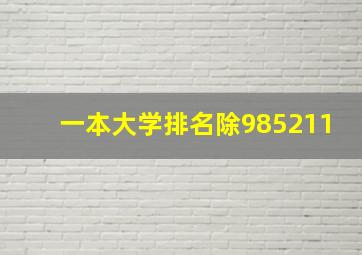 一本大学排名除985211