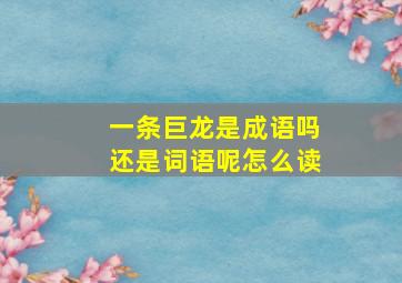 一条巨龙是成语吗还是词语呢怎么读