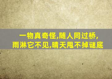 一物真奇怪,随人同过桥,雨淋它不见,晴天甩不掉谜底