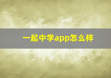 一起中学app怎么样