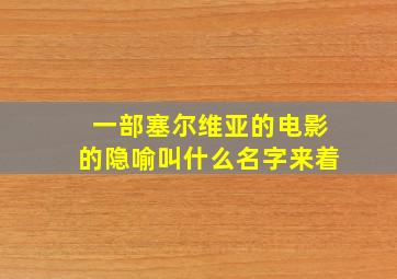 一部塞尔维亚的电影的隐喻叫什么名字来着