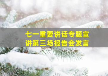 七一重要讲话专题宣讲第三场报告会发言