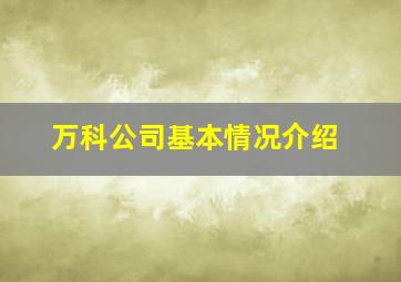 万科公司基本情况介绍