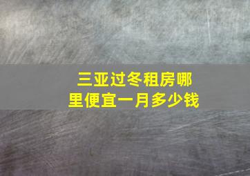 三亚过冬租房哪里便宜一月多少钱