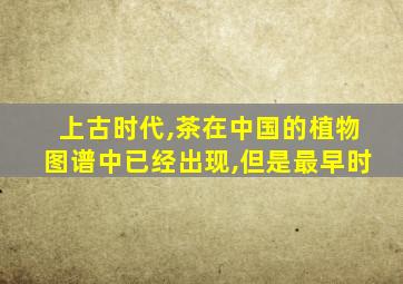 上古时代,茶在中国的植物图谱中已经出现,但是最早时