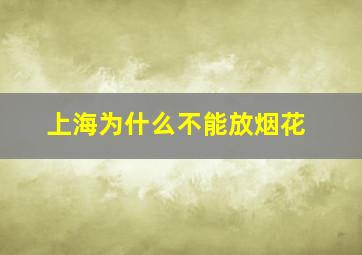 上海为什么不能放烟花