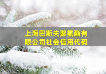 上海巴斯夫聚氨酯有限公司社会信用代码