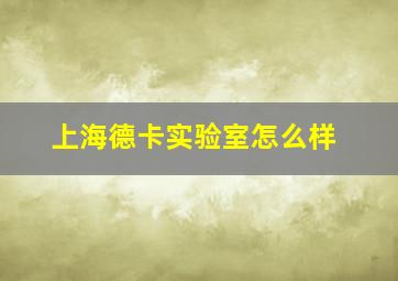 上海德卡实验室怎么样