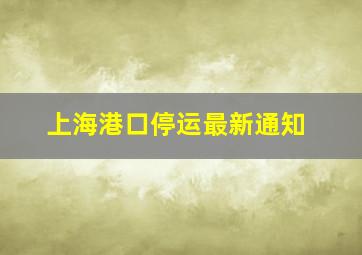 上海港口停运最新通知