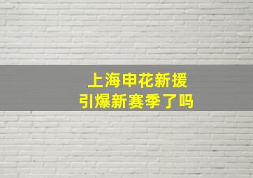 上海申花新援引爆新赛季了吗