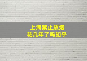 上海禁止放烟花几年了吗知乎