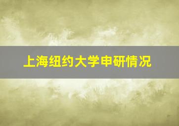 上海纽约大学申研情况