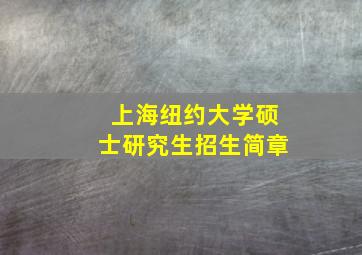 上海纽约大学硕士研究生招生简章