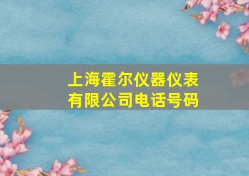 上海霍尔仪器仪表有限公司电话号码