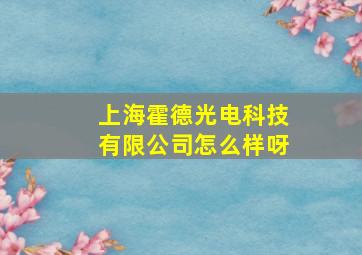 上海霍德光电科技有限公司怎么样呀