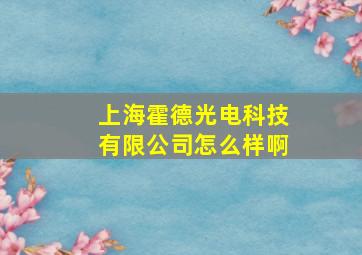 上海霍德光电科技有限公司怎么样啊