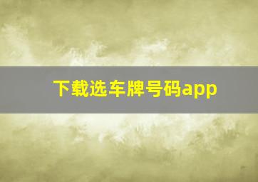 下载选车牌号码app