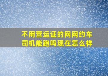 不用营运证的网网约车司机能跑吗现在怎么样