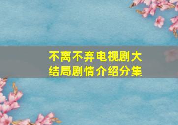 不离不弃电视剧大结局剧情介绍分集