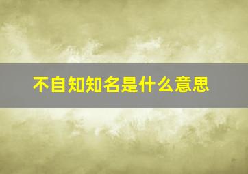 不自知知名是什么意思