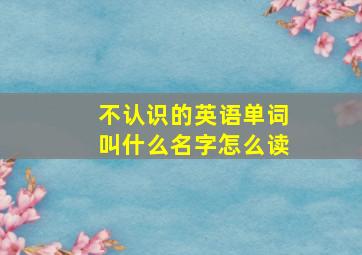 不认识的英语单词叫什么名字怎么读