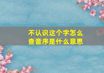 不认识这个字怎么查音序是什么意思