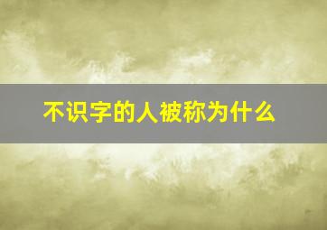 不识字的人被称为什么