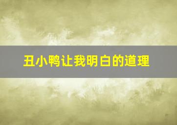 丑小鸭让我明白的道理