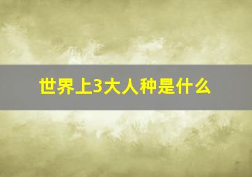 世界上3大人种是什么