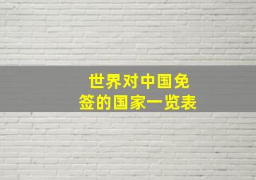 世界对中国免签的国家一览表