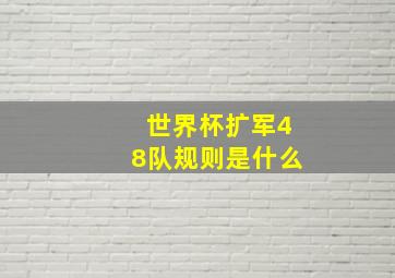 世界杯扩军48队规则是什么