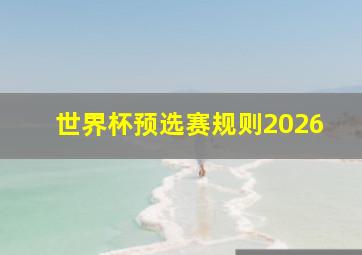 世界杯预选赛规则2026