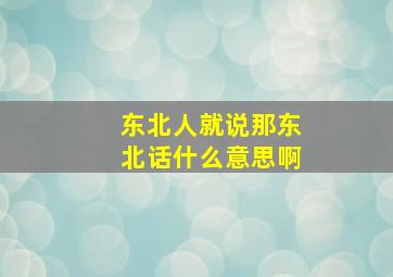 东北人就说那东北话什么意思啊