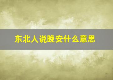 东北人说晚安什么意思