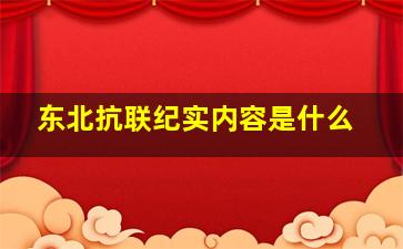 东北抗联纪实内容是什么