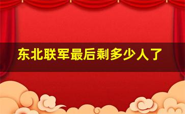 东北联军最后剩多少人了