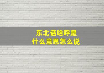 东北话哈呼是什么意思怎么说