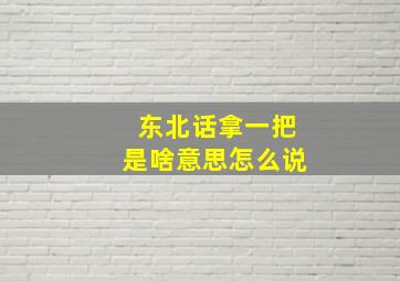 东北话拿一把是啥意思怎么说