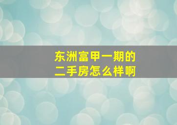 东洲富甲一期的二手房怎么样啊