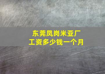 东莞凤岗米亚厂工资多少钱一个月