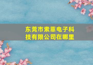 东莞市索菲电子科技有限公司在哪里