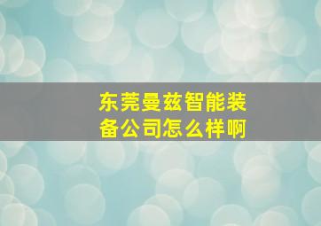 东莞曼兹智能装备公司怎么样啊