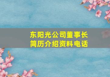 东阳光公司董事长简历介绍资料电话