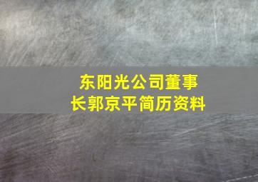 东阳光公司董事长郭京平简历资料