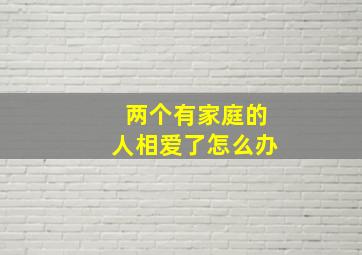 两个有家庭的人相爱了怎么办