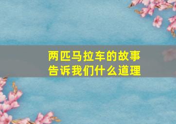 两匹马拉车的故事告诉我们什么道理