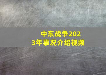 中东战争2023年事况介绍视频