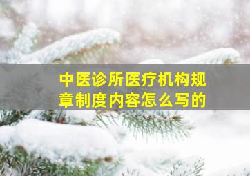 中医诊所医疗机构规章制度内容怎么写的