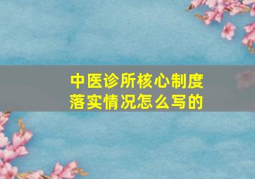 中医诊所核心制度落实情况怎么写的